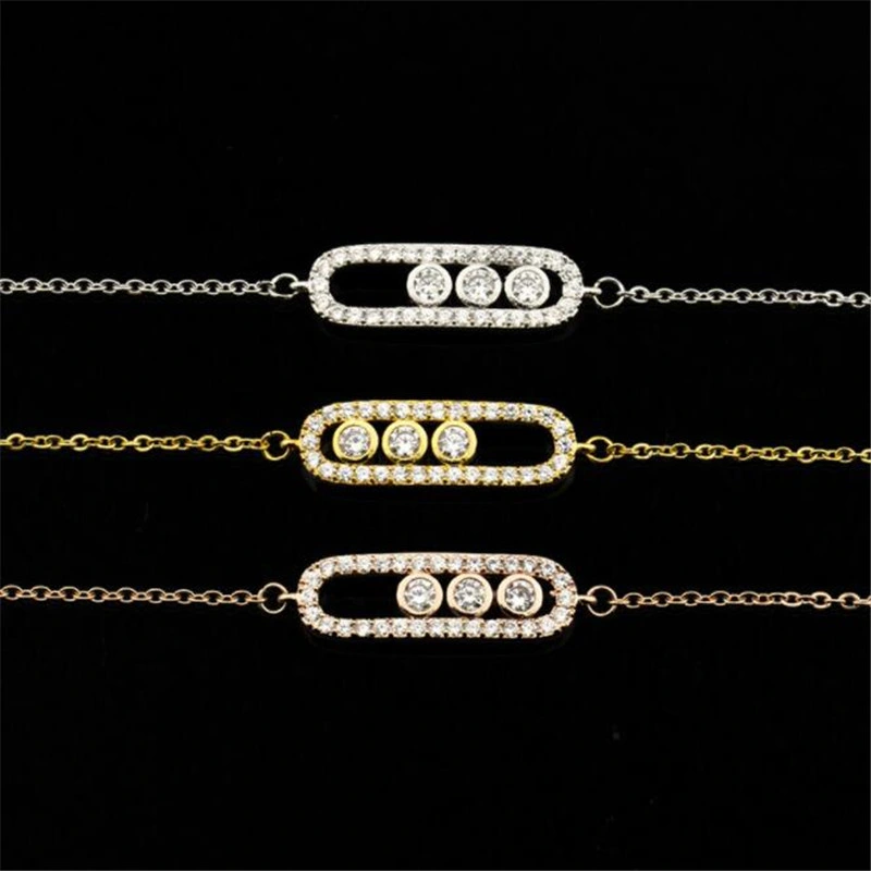 Fashion Cubic Zirconia Bracelet Stainless Steel Thin Chain Link Bracelets for Women Minimalist Charm Jewelry