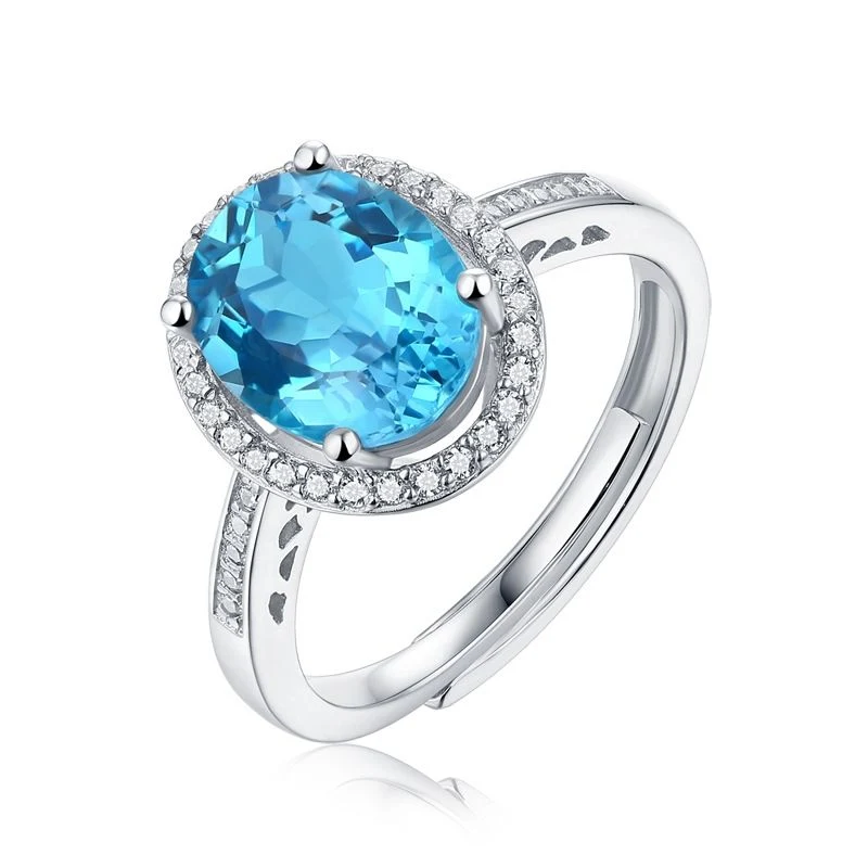 925 Sterling Silver Ring with Natural Topaz Gemstone