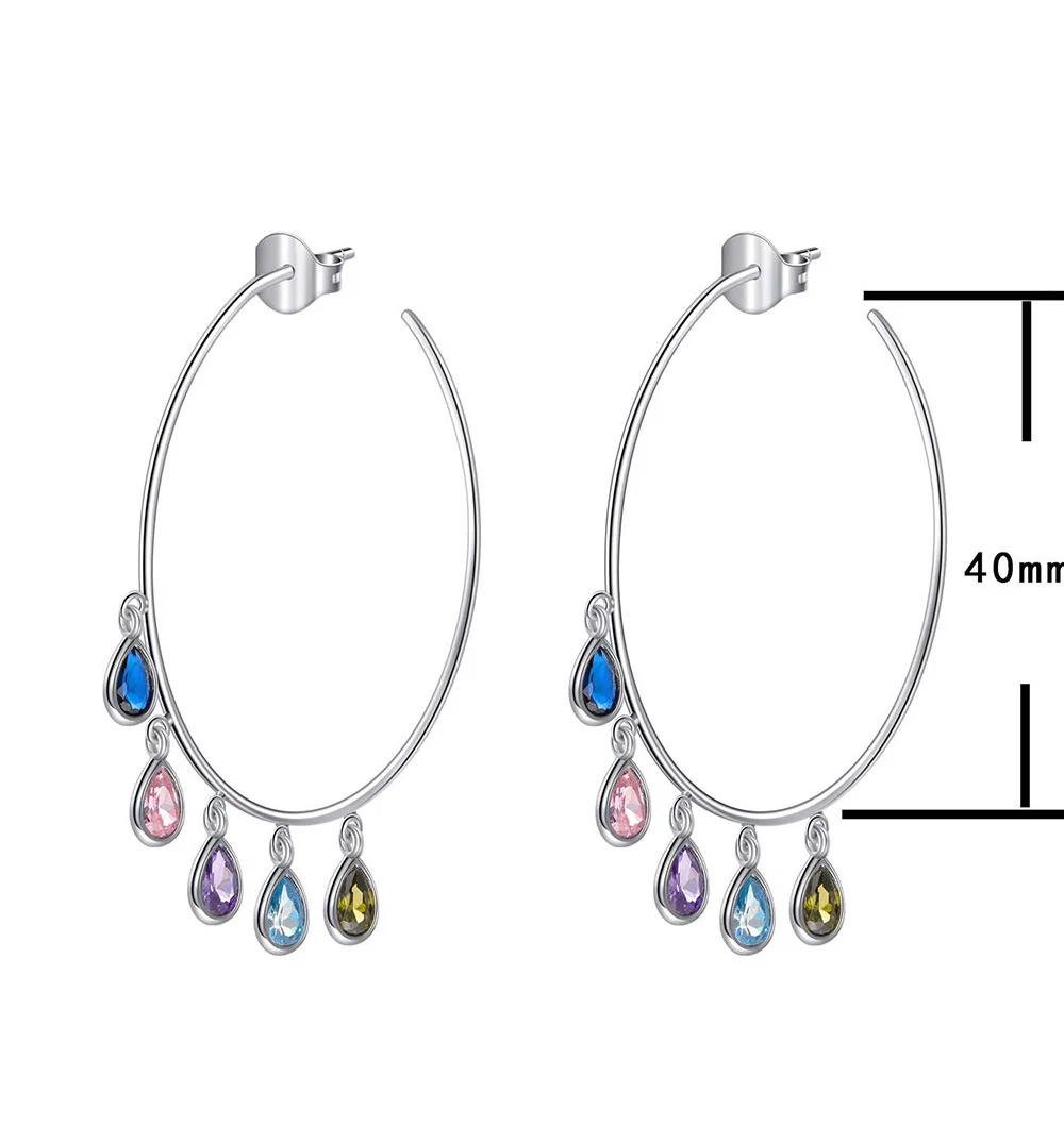 Wholesale Accessories 925 Silver Jewellery Rainbow Cubic Zirconia Gemstone Crystal Stone Elegant Drop Hoop Earring Necklaces Fine Jewelry Fashion Bracelets