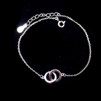 Bracelet en zircone cubique en argent véritable, Double forme ronde, à la mode, pour rendez-vous entre filles