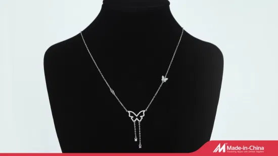 Collier en argent sterling 925 de haute qualité avec pendentif papillon