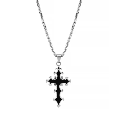 Collier croix en acier inoxydable, pendentif croix, bijoux simples, cadeaux, chaîne croisée